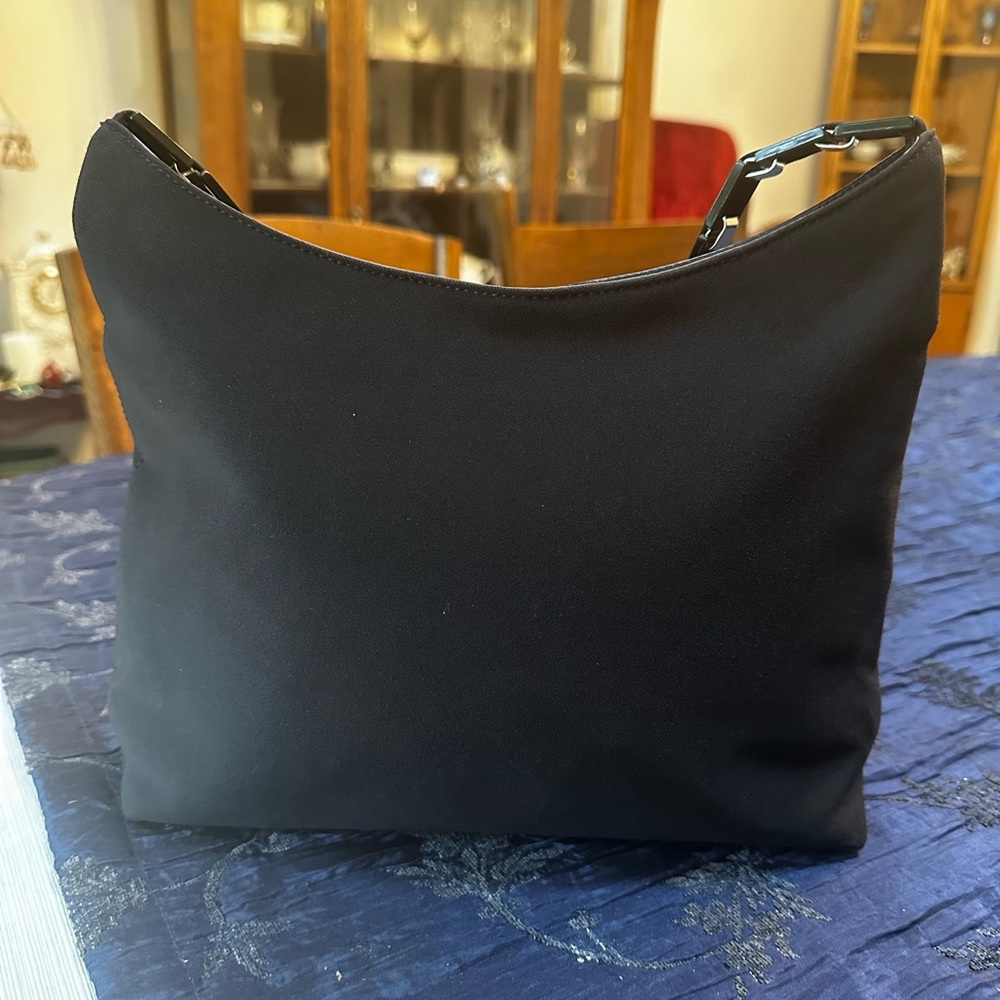 Black Ferragamo Fine Gauge Canvas Shoulder Bag. EUC. - Picture 4 of 15